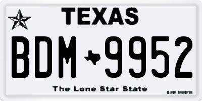 TX license plate BDM9952