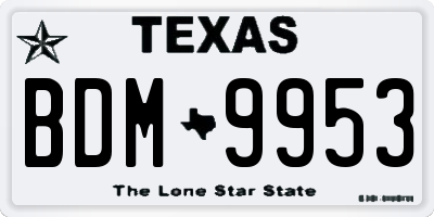 TX license plate BDM9953