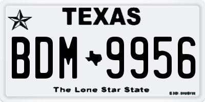 TX license plate BDM9956