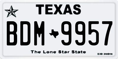 TX license plate BDM9957