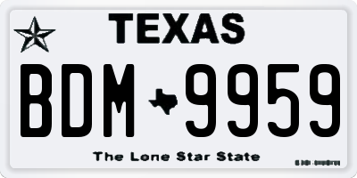 TX license plate BDM9959