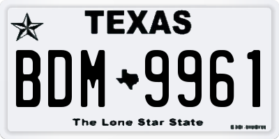 TX license plate BDM9961