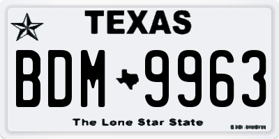 TX license plate BDM9963