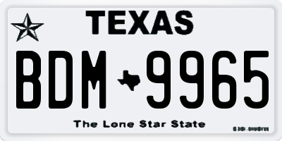 TX license plate BDM9965