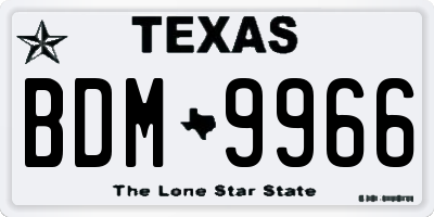 TX license plate BDM9966