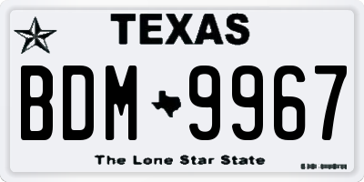 TX license plate BDM9967