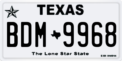 TX license plate BDM9968