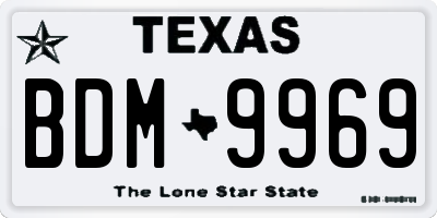 TX license plate BDM9969