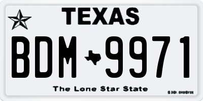 TX license plate BDM9971