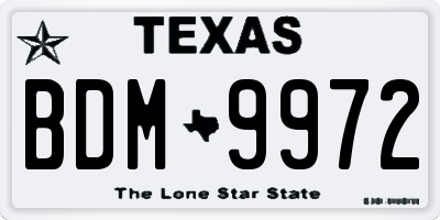 TX license plate BDM9972