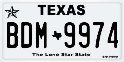 TX license plate BDM9974