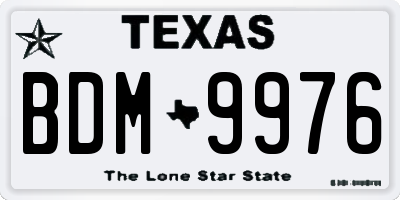 TX license plate BDM9976