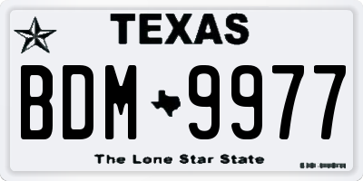 TX license plate BDM9977