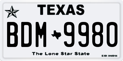 TX license plate BDM9980