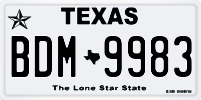TX license plate BDM9983
