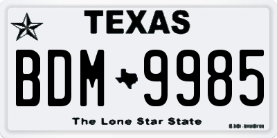 TX license plate BDM9985