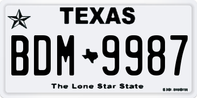 TX license plate BDM9987