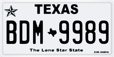 TX license plate BDM9989