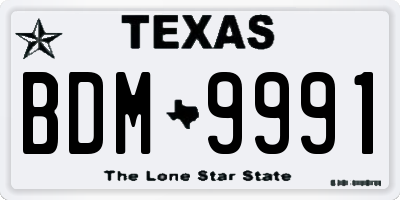 TX license plate BDM9991