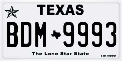 TX license plate BDM9993