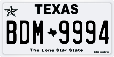 TX license plate BDM9994