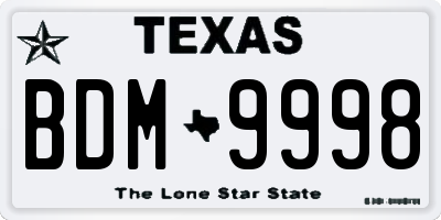 TX license plate BDM9998