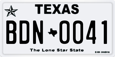 TX license plate BDN0041