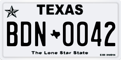 TX license plate BDN0042