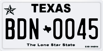 TX license plate BDN0045