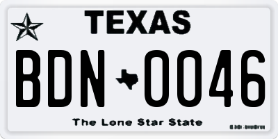 TX license plate BDN0046