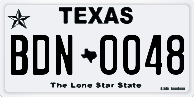 TX license plate BDN0048