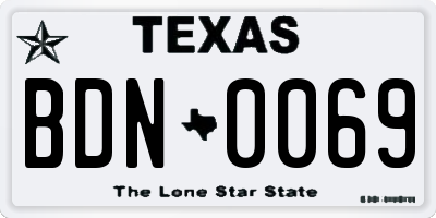 TX license plate BDN0069