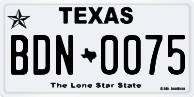 TX license plate BDN0075