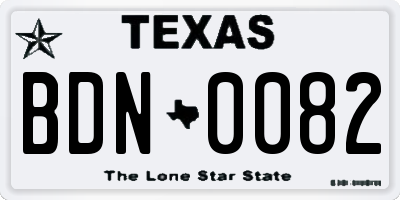 TX license plate BDN0082