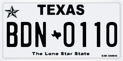 TX license plate BDN0110