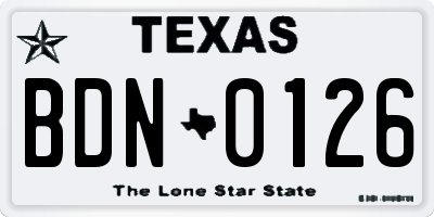 TX license plate BDN0126
