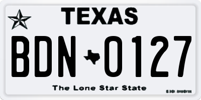 TX license plate BDN0127