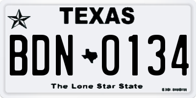 TX license plate BDN0134