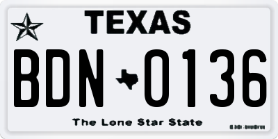 TX license plate BDN0136