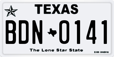 TX license plate BDN0141