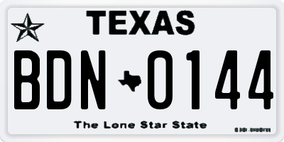 TX license plate BDN0144