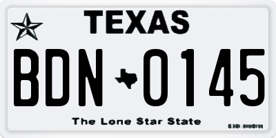 TX license plate BDN0145
