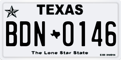 TX license plate BDN0146