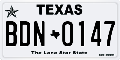 TX license plate BDN0147