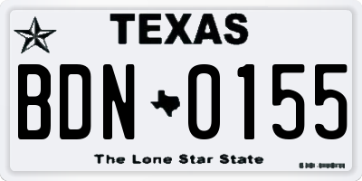 TX license plate BDN0155