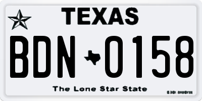 TX license plate BDN0158