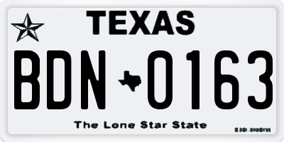 TX license plate BDN0163