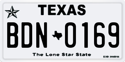 TX license plate BDN0169