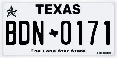 TX license plate BDN0171
