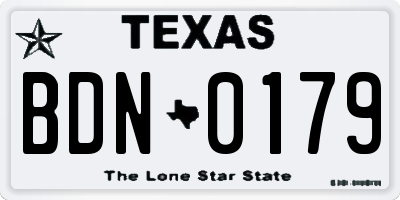 TX license plate BDN0179